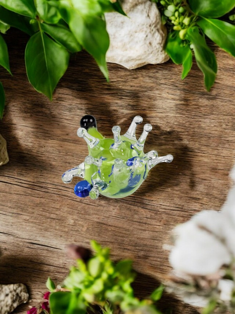 Green Porcupine Figurine, Mini Glass Murano Quality Lampworking Glass Figurine, Hand Made In Ukraine, A Great Addition To Your Collection