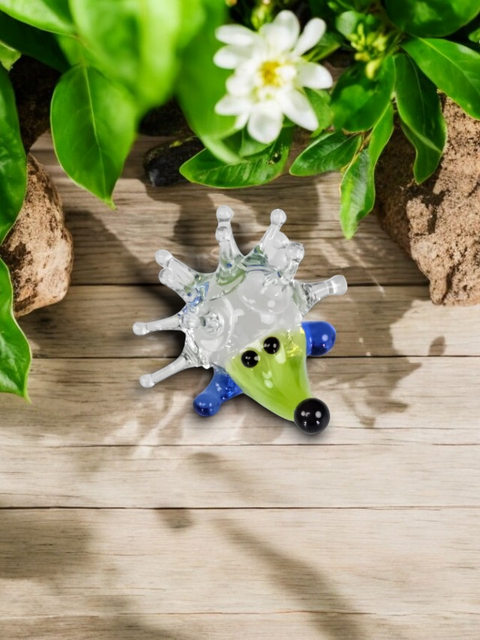 Green Porcupine Figurine, Mini Glass Murano Quality Lampworking Glass Figurine, Hand Made In Ukraine, A Great Addition To Your Collection