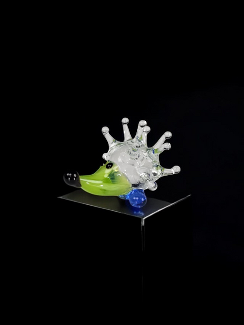 Green Porcupine Figurine, Mini Glass Murano Quality Lampworking Glass Figurine, Hand Made In Ukraine, A Great Addition To Your Collection