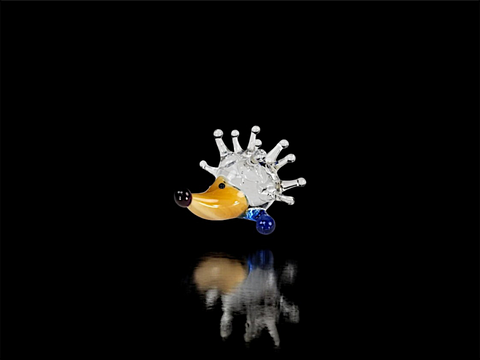 Ivory Porcupine Figurine, Mini Glass Murano Quality Lampworking Glass Figurine, Hand Made In Ukraine, A Great Addition To Your Collection