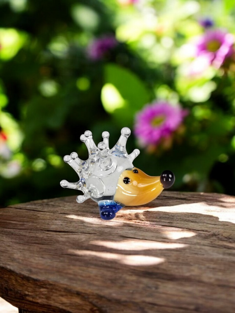 Ivory Porcupine Figurine, Mini Glass Murano Quality Lampworking Glass Figurine, Hand Made In Ukraine, A Great Addition To Your Collection
