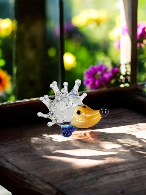 Ivory Porcupine Figurine, Mini Glass Murano Quality Lampworking Glass Figurine, Hand Made In Ukraine, A Great Addition To Your Collection