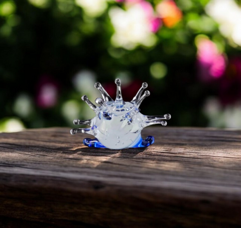 White Porcupine Figurine, Mini Glass Murano Quality Lampworking Glass Figurine, Hand Made In Ukraine, A Great Addition To Your Collection