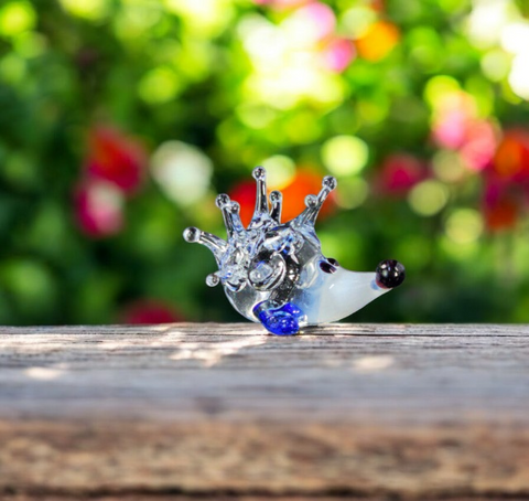White Porcupine Figurine, Mini Glass Murano Quality Lampworking Glass Figurine, Hand Made In Ukraine, A Great Addition To Your Collection