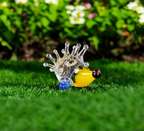 Yellow Porcupine Figurine, Mini Glass Murano Quality Lampworking Glass Figurine, Hand Made In Ukraine, A Great Addition To Your Collection