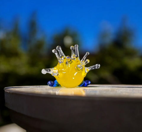 Yellow Porcupine Figurine, Mini Glass Murano Quality Lampworking Glass Figurine, Hand Made In Ukraine, A Great Addition To Your Collection