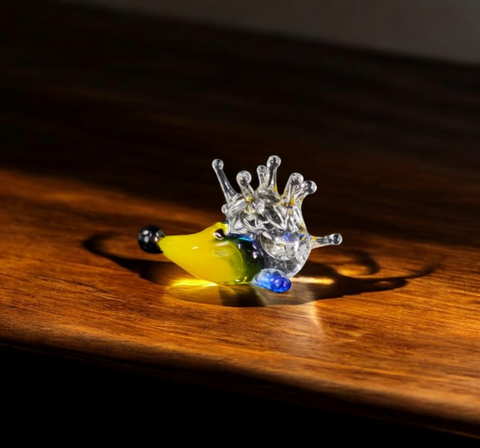 Yellow Porcupine Figurine, Mini Glass Murano Quality Lampworking Glass Figurine, Hand Made In Ukraine, A Great Addition To Your Collection