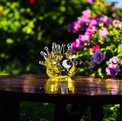 Amber Sea Urchin Figurine, Mini Glass Murano Quality Lampworking Glass Figurine, Hand Made In Ukraine, A Great Addition To Your Collection