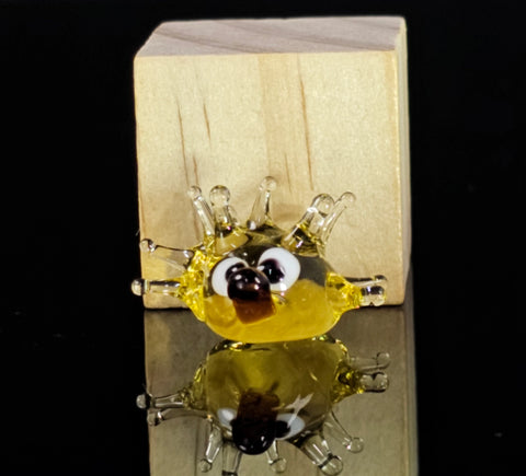 Amber Sea Urchin Figurine, Mini Glass Murano Quality Lampworking Glass Figurine, Hand Made In Ukraine, A Great Addition To Your Collection