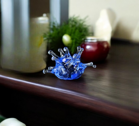 Light Blue Sea Urchin Figurine, Mini Glass Murano Quality Lampworking Glass Figurine, Hand Made In Ukraine, A Great Addition To Your Collection