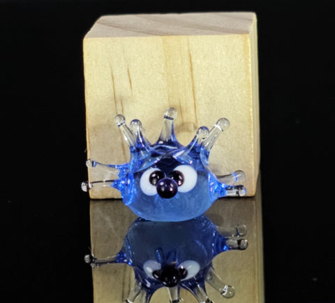 Light Blue Sea Urchin Figurine, Mini Glass Murano Quality Lampworking Glass Figurine, Hand Made In Ukraine, A Great Addition To Your Collection