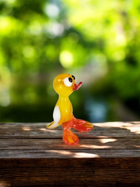 Duck Figurine, Mini Glass Murano Quality Lampworking Glass Figurine, Hand Made In Ukraine, A Great Addition To Your Collection