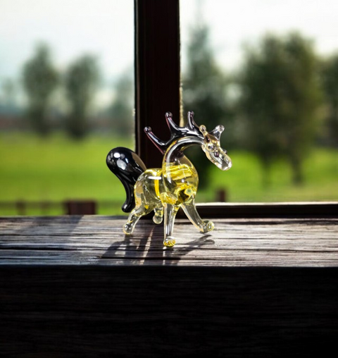 Amber Glass Horse Figurine, Handmade Murano Quality Design - Small