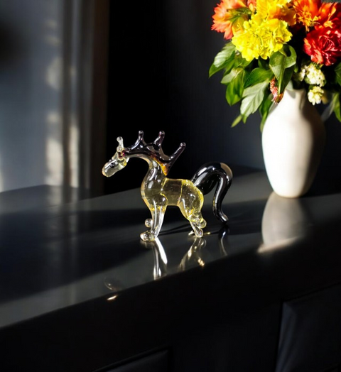 Amber Horse Figurine, Mini Glass Murano Quality Lampworking Glass Figurine, Hand Made In Ukraine, A Great Addition To Your Collection