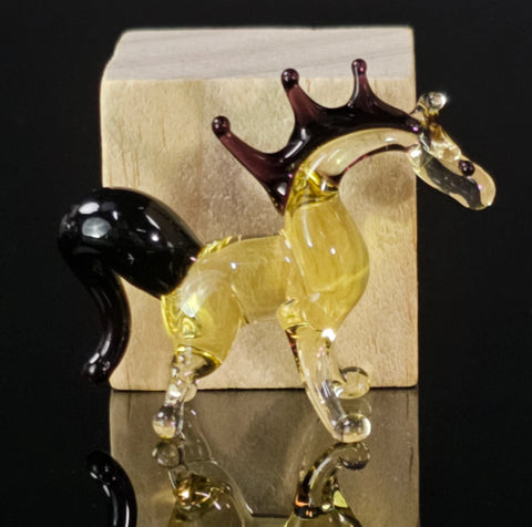 Amber Horse Figurine, Mini Glass Murano Quality Lampworking Glass Figurine, Hand Made In Ukraine, A Great Addition To Your Collection