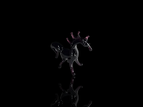 Black Glass Horse Figurine, Handmade Murano Quality Design - Small