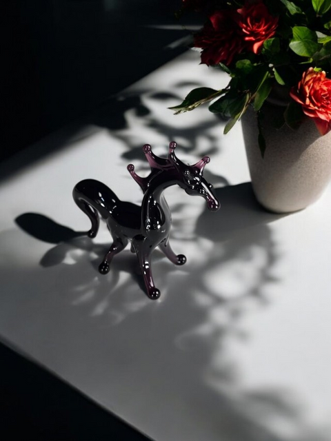 Black Horse Figurine, Mini Glass Murano Quality Lampworking Glass Figurine, Hand Made In Ukraine, A Great Addition To Your Collection