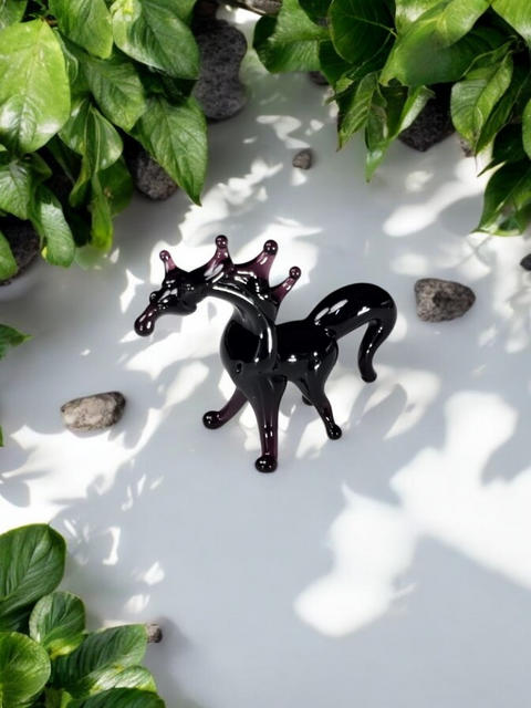 Black Horse Figurine, Mini Glass Murano Quality Lampworking Glass Figurine, Hand Made In Ukraine, A Great Addition To Your Collection