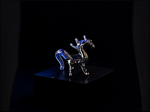 Black/Blue Horse Figurine, Mini Glass Murano Quality Lampworking Glass Figurine, Hand Made In Ukraine, A Great Addition To Your Collection
