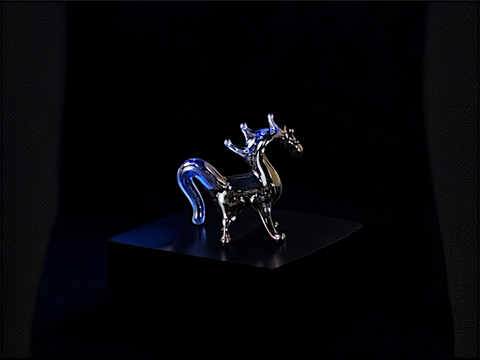 Black/Blue Glass Horse Figurine, Handmade Murano Quality Design - Small