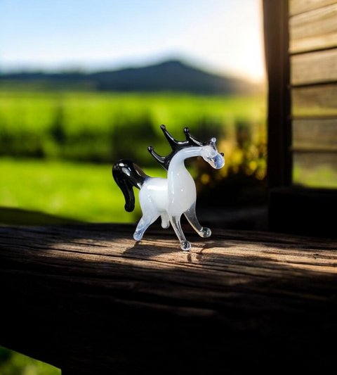 White Horse Figurine, Mini Glass Murano Quality Lampworking Glass Figurine, Hand Made In Ukraine, A Great Addition To Your Collection