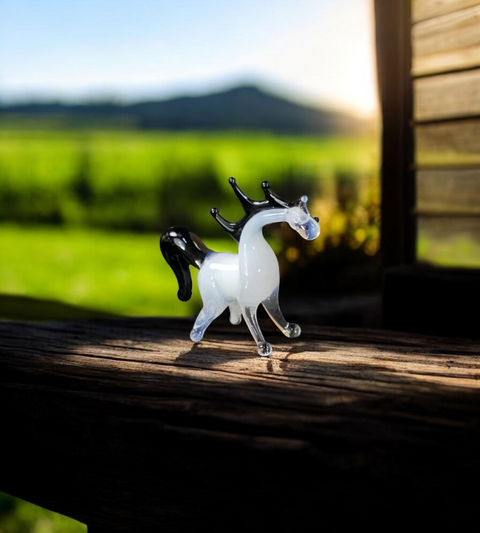 White Glass Horse Figurine, Handmade Murano Quality Design - Small