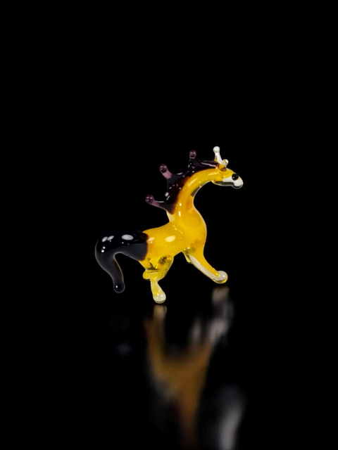 Yellow Glass Horse Figurine, Handmade Murano Quality Design - Small