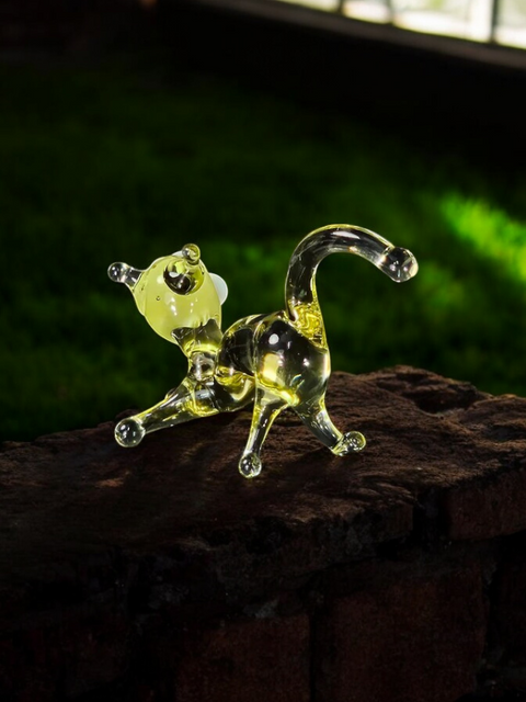 Amber Cat Figurine, Mini Glass Murano Quality Lampworking Glass Figurine, Hand Made In Ukraine, A Great Addition To Your Collection