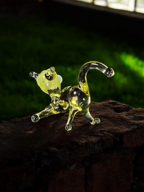 Amber Glass Cat Figurine, Handmade Murano Quality Design - Small