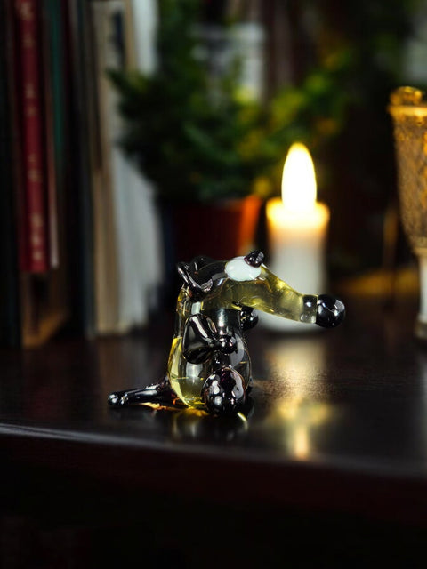 Amber Glass Aardvark Figurine, Handmade Murano Quality Design - Small