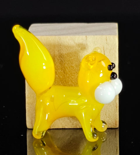 Yellow Cat Figurine, Mini Glass Murano Quality Lampworking Glass Figurine, Hand Made In Ukraine, A Great Addition To Your Collection