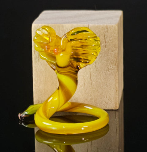 Yellow Cobra Figurine, Mini Glass Murano Quality Lampworking Glass Figurine, Hand Made In Ukraine, A Great Addition To Your Collection