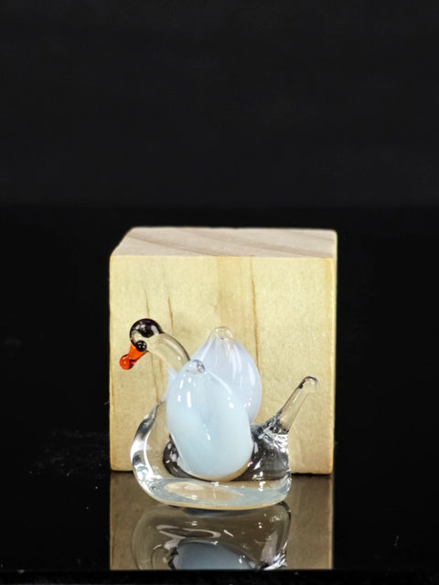 Clear Swan Figurine, Mini Glass Murano Quality Lampworking Glass Figurine, Hand Made In Ukraine, A Great Addition To Your Collection