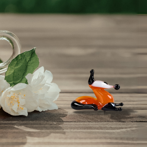 Glass fox mini figurine