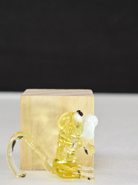 Amber Glass Monkey Figurine, Handmade Murano Quality Design - Small