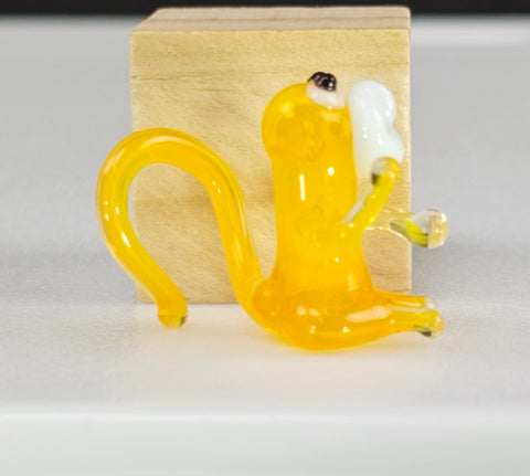 Yellow Monkey Figurine, Mini Glass Murano Quality Lampworking Glass Figurine, Hand Made In Ukraine, A Great Addition To Your Collection