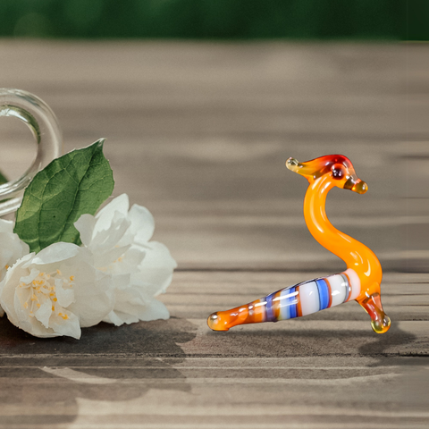 Glass peacock mini figurine