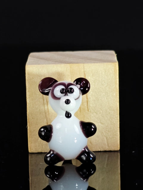 Panda Figurine, Mini Glass Murano Quality Lampworking Glass Figurine, Hand Made In Ukraine, A Great Addition To Your Collection
