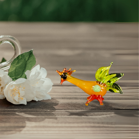 Glass rooster mini figurine