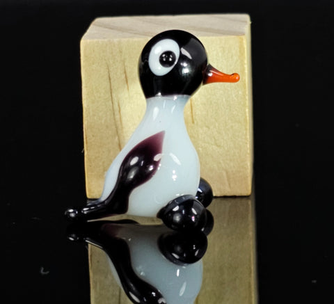 Penguin Figurine, Mini Glass Murano Quality Lampworking Glass Figurine, Hand Made In Ukraine, A Great Addition To Your Collection