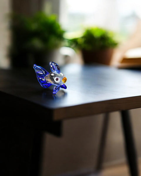 Blue Glass Fish Figurine, Handmade Murano Quality Design - Small