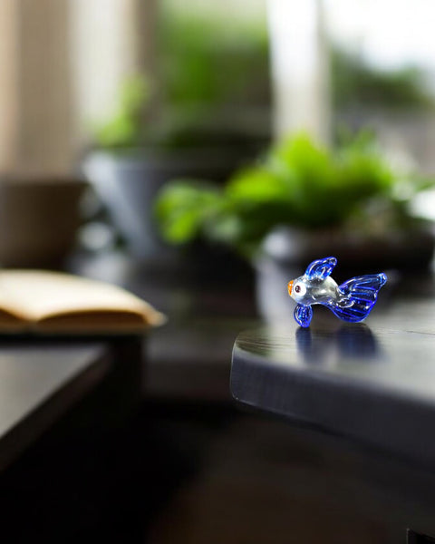 Blue Glass Fish Figurine, Handmade Murano Quality Design - Small