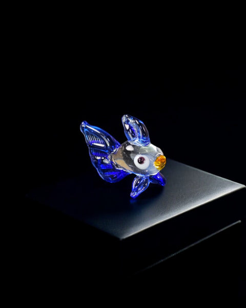 Blue Fish Figurine, Mini Glass Murano Quality Lampworking Glass Figurine, Hand Made In Ukraine, A Great Addition To Your Collection
