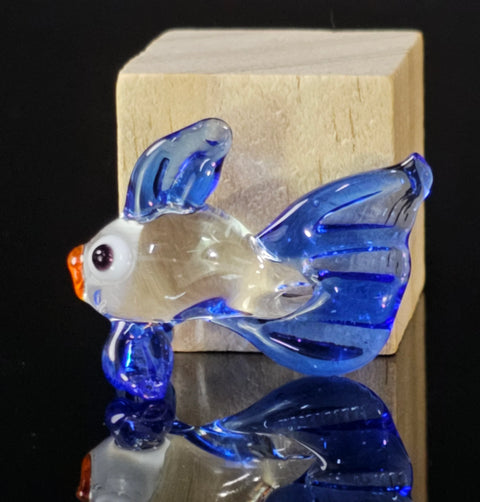 Blue Glass Fish Figurine, Handmade Murano Quality Design - Small