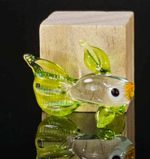 Green Fish Figurine, Mini Glass Murano Quality Lampworking Glass Figurine, Hand Made In Ukraine, A Great Addition To Your Collection