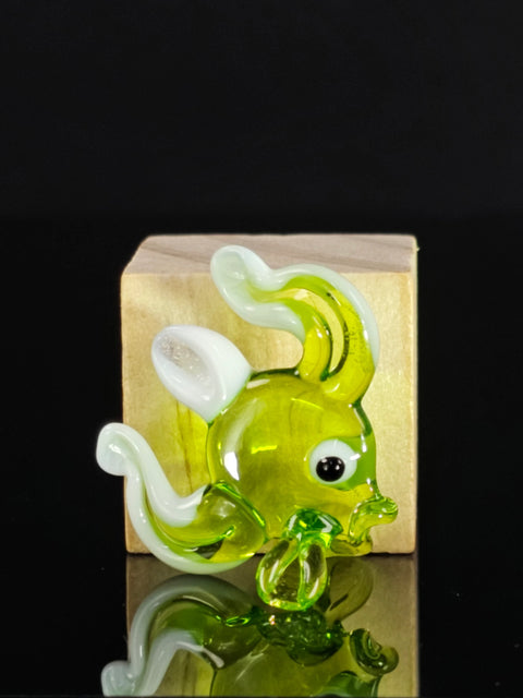 Green Fish Figurine, Mini Glass Murano Quality Lampworking Glass Figurine, Hand Made In Ukraine, A Great Addition To Your Collection