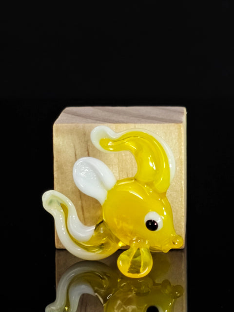 Yellow Fish Figurine, Mini Glass Murano Quality Lampworking Glass Figurine, Hand Made In Ukraine, A Great Addition To Your Collection