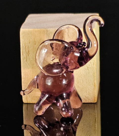 Purple Elephant Figurine, Mini Glass Murano Quality Lampworking Glass Figurine, Hand Made In Ukraine, A Great Addition To Your Collection