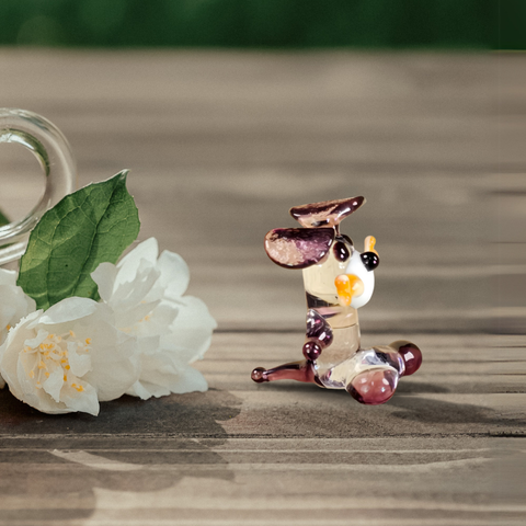 Glass dog mini figurine