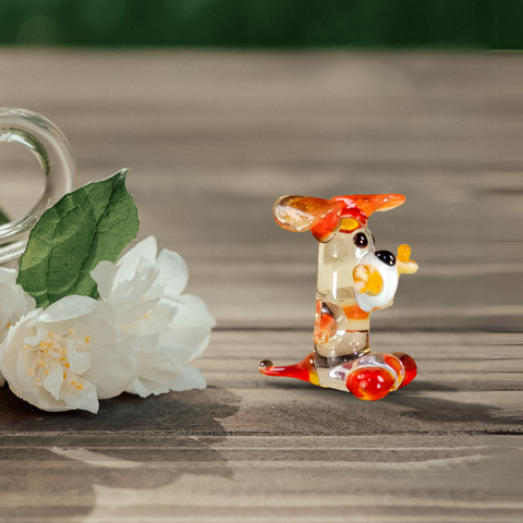 Glass dog mini figurine